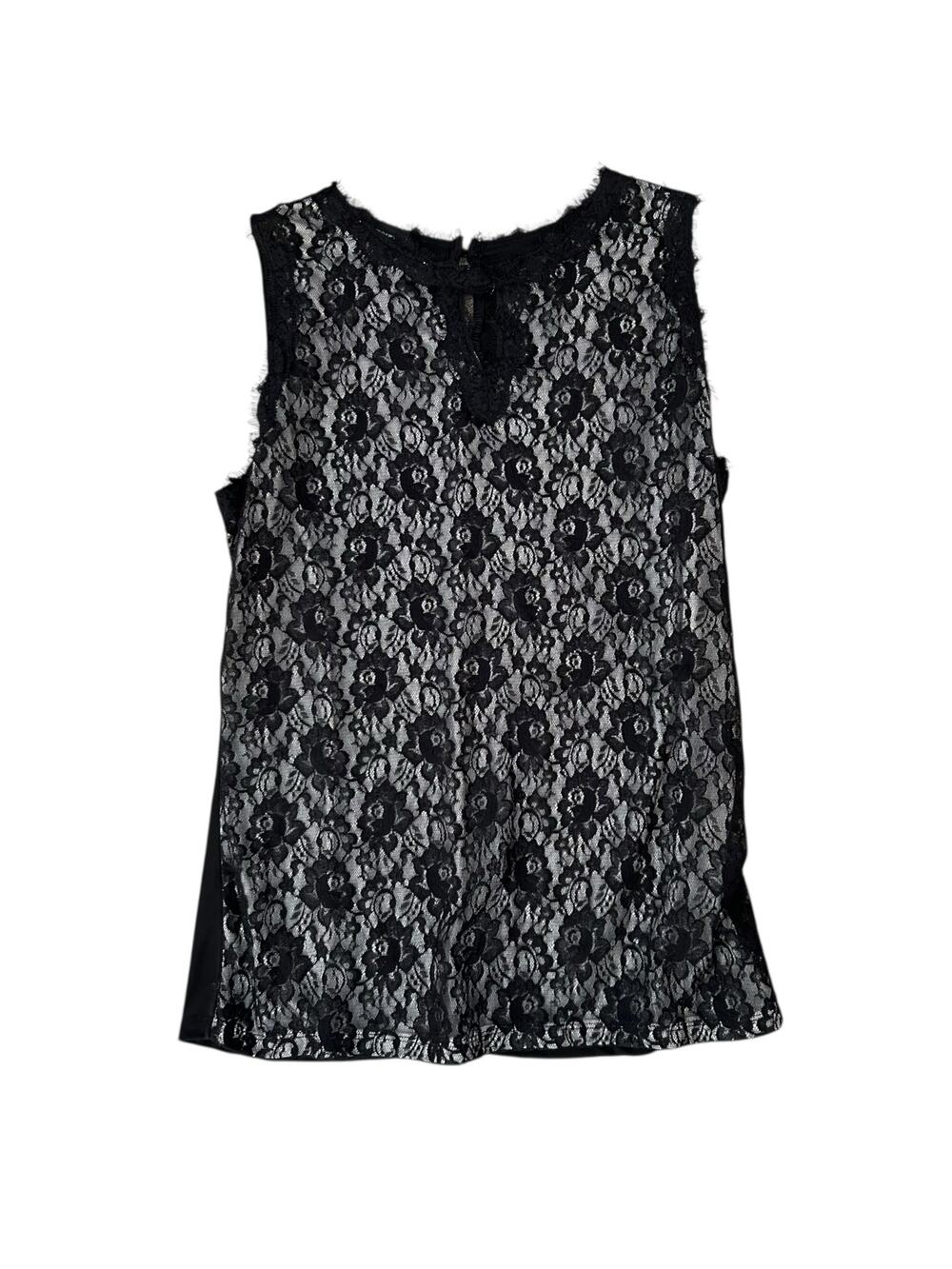 INC International Concepts Sleeveless Black Lace Blouse Womens XXL Whimsigoth